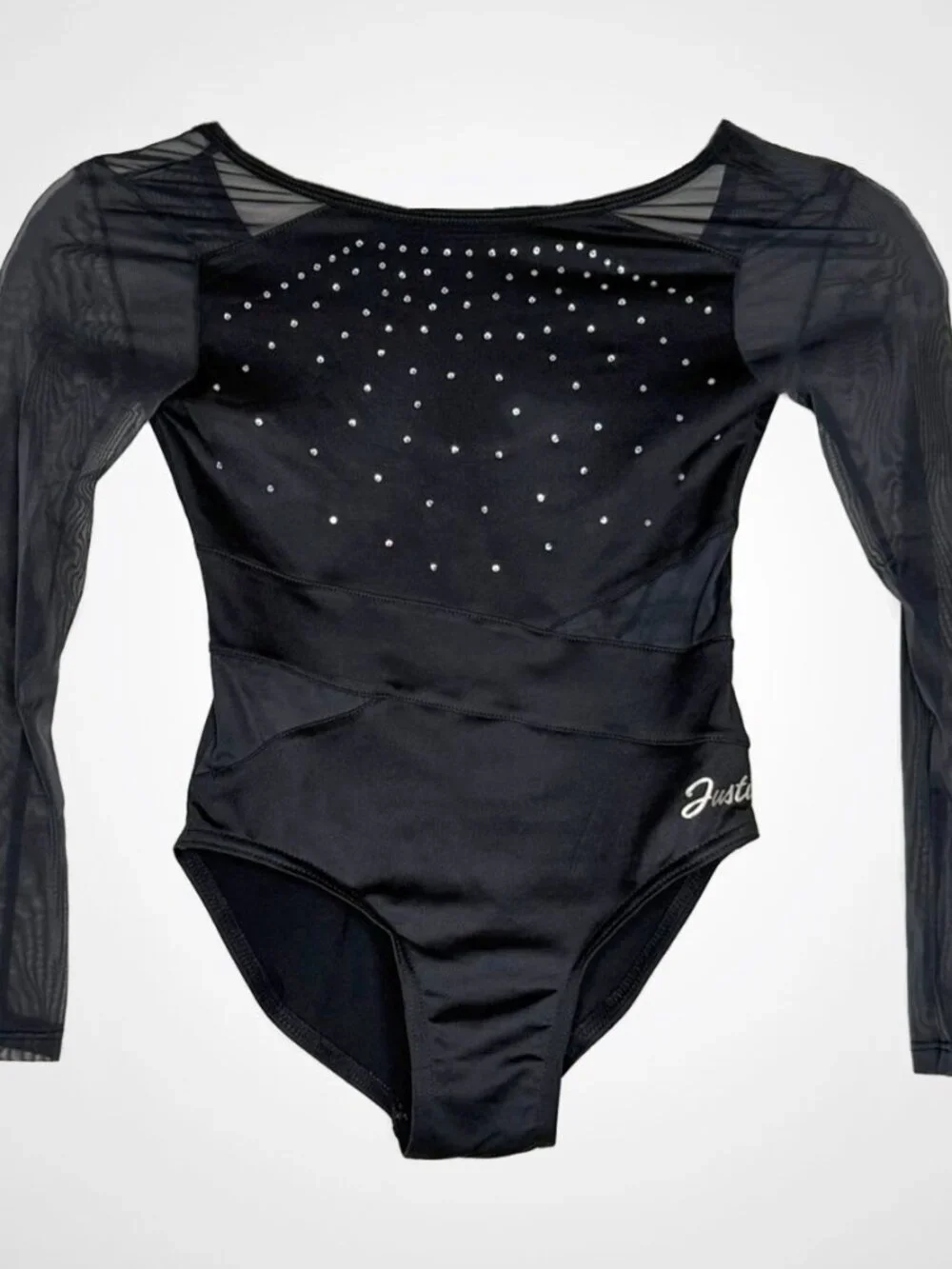 Kids Justice Dance Leotard Girls SMALL 7/8, Long Sleeves Black with Rhinestones